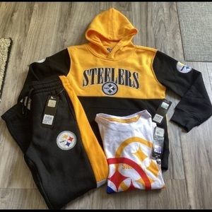 Boys NFL TEAM APPAREL PITTSBURG STEELERS 3 piece outfit size 14/16(NWT )